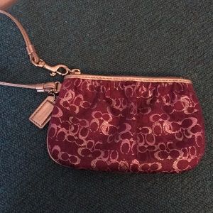 Coach purple and silver C small wristlet